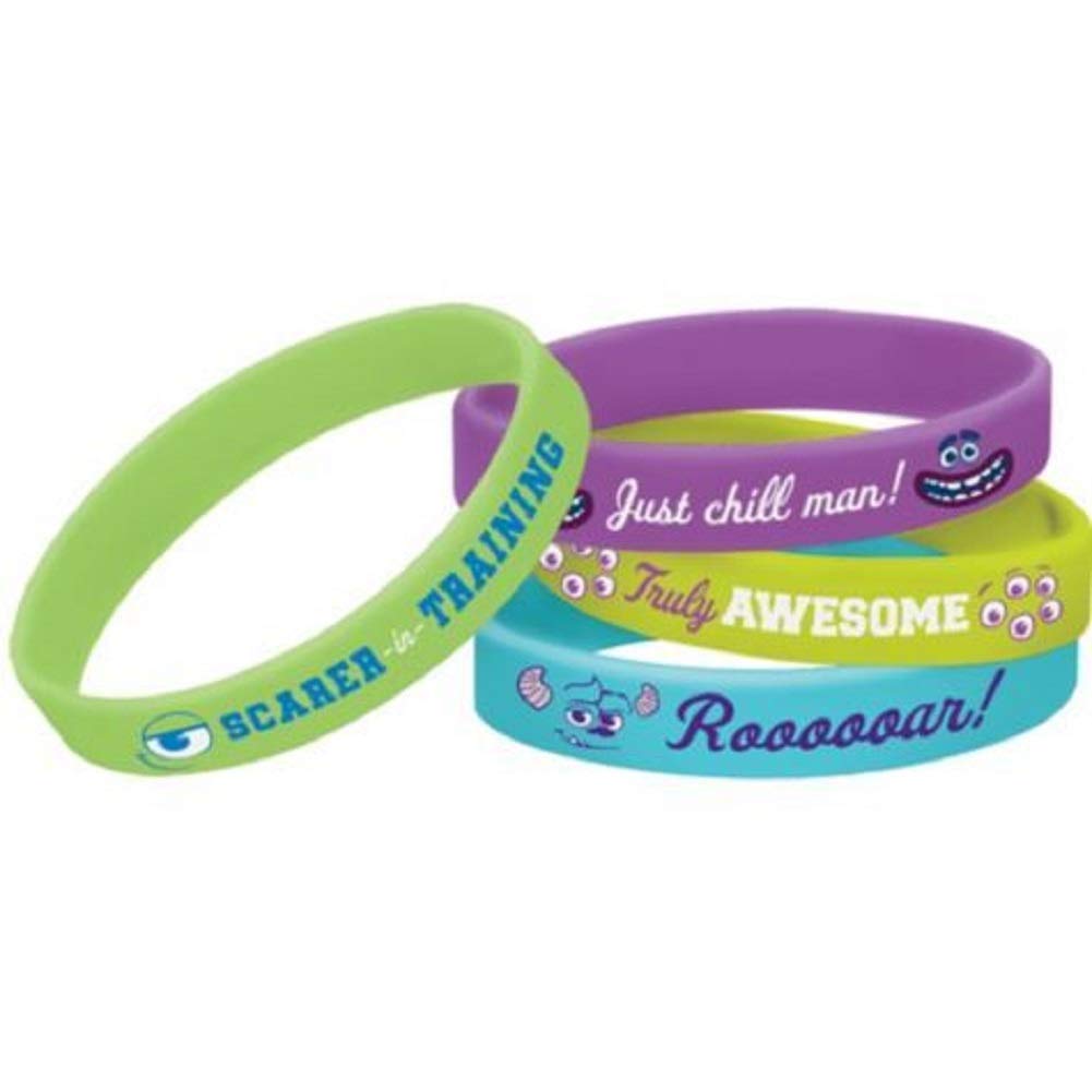 Monsters University Rubber Bracelets Wristbands (4-Pack) - Disney Pixar Party Favors, Kids Birthday Supplies for Themed Decorations & Costume Accessories