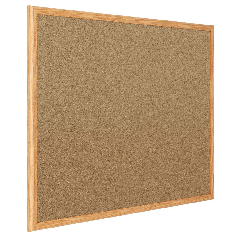 Premium Mead Cork Bulletin Board 4' x 3' with Oak Finish Frame - Wall Mounted Message Board for Office, Classroom & Home Organization - Perfect for Notes, Photos & Reminders