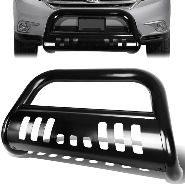 08-13 Toyota Highlander Bull Bar with Skid Plate - Heavy Duty Stainless Steel Front Bumper Guard - Matte Black Finish - Off-Road Protection & Style Upgrade for Adventure Driving