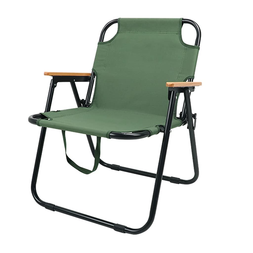 Portable Folding Camping Chair with Backrest - Lightweight Outdoor Chair for Picnics, Beach, Hiking & Backyard - Green (Size: 59x62x72cm)