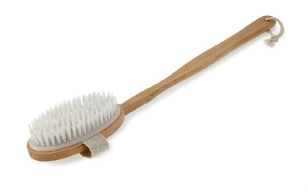 Premium Natural Wooden Bath Brush with Long Handle - Exfoliating & Massaging for Smooth Skin - Ideal for Shower, Spa & Relaxation at Home