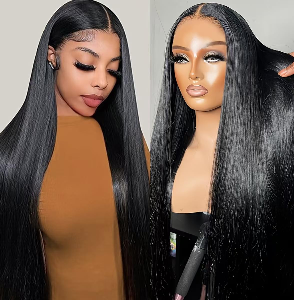 30 Inch Straight Lace Front Wigs Human Hair 200% Density 13x4 HD Transparent Lace Wig for Black Women | Glueless Pre-Plucked Frontal Wig with Baby Hair | Natural Black Color | Perfect for Daily Wear, Parties & Special Occasions