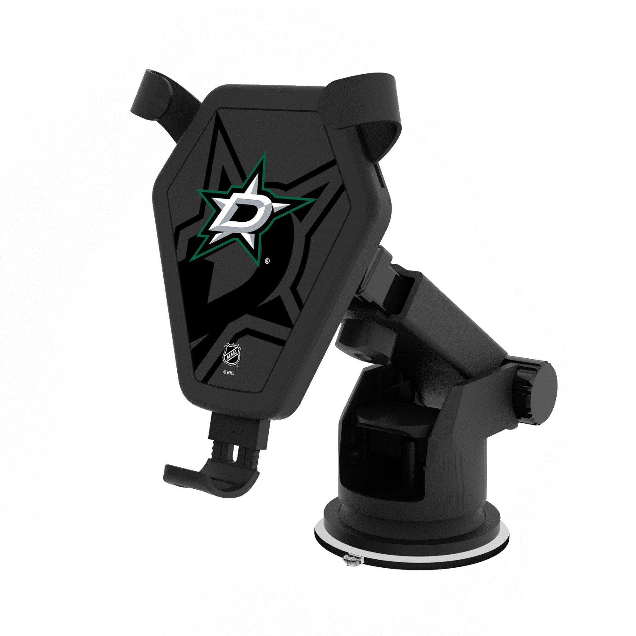Dallas Stars Monocolor Tilt Wireless Car Charger - Fast Qi Charging Phone Mount for iPhone & Android - Perfect for Road Trips & Commuting