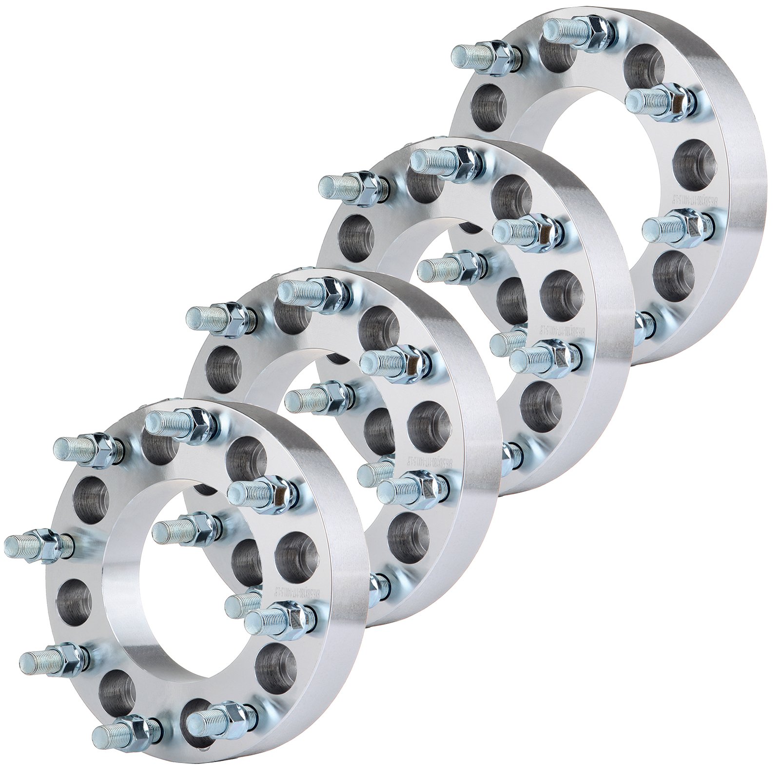 4Pcs Silver Wheel Spacers for Chevy C2500 1988-2000 & GMC Yukon XL 2500 2000-2010 - 1.5 Inch Thick, 8x6.5 & 8x180 Bolt Pattern, 14x1.5 Thread, 117mm Bore - Hubcentric Design for Improved Stability - Perfect for Off-Roading & Truck Customization