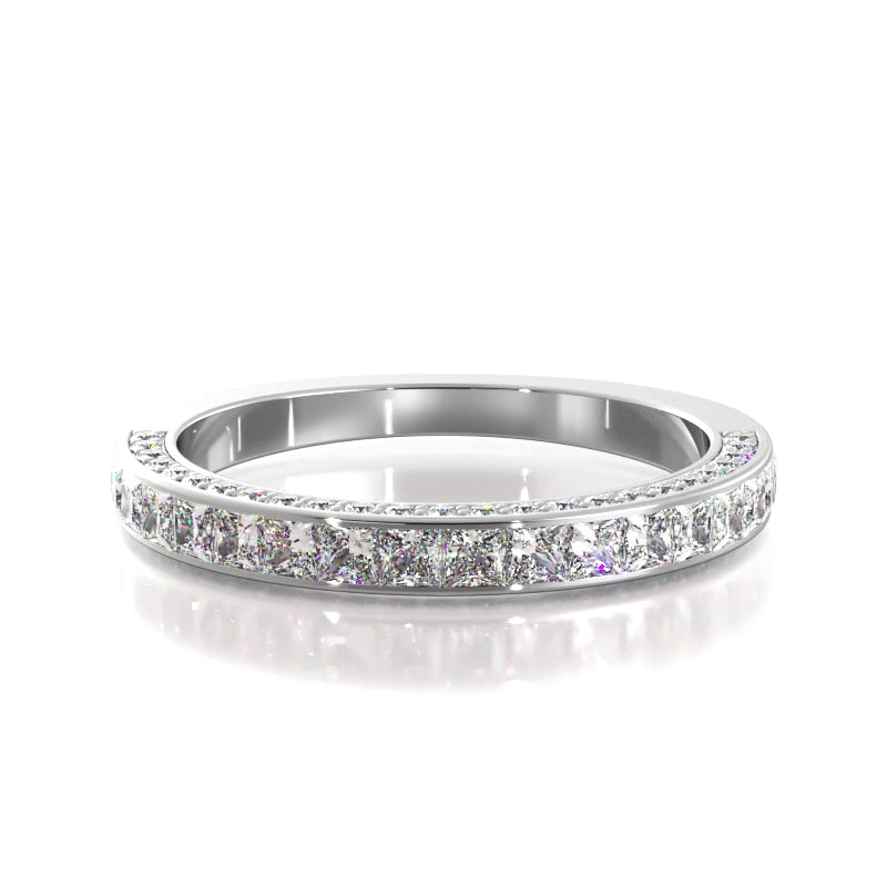 2.02 Carat Princess & Round Cut Diamond Wedding Band Ring for Women - Elegant Bridal Jewelry for Engagement, Anniversary & Special Occasions