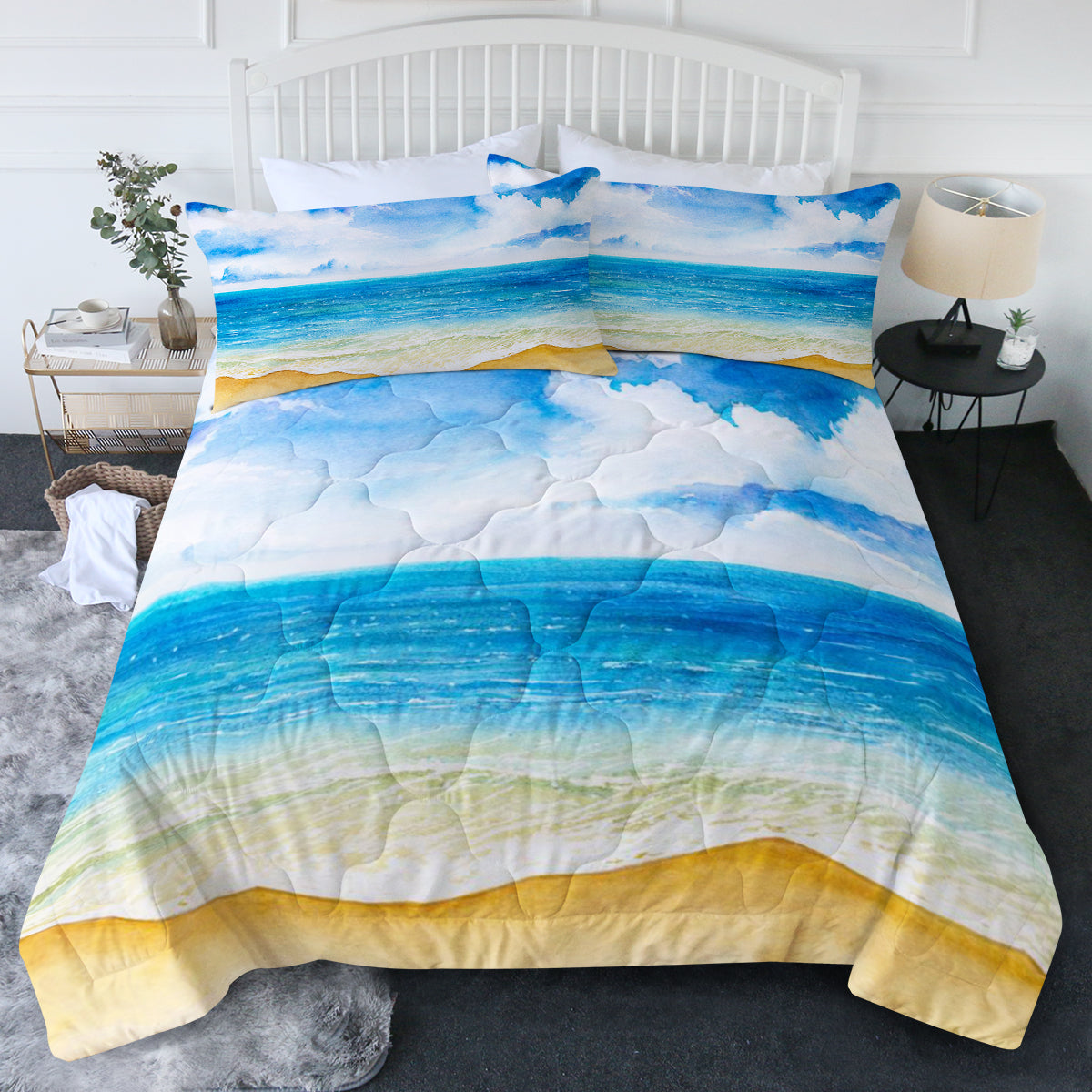 Beach Themed Comforter Set - Coastal Decor Bedding for Summer & Vacation Homes - Perfect for Beach Houses, Guest Rooms & Relaxing Bedrooms