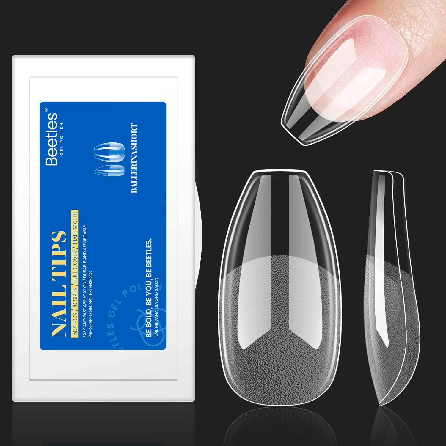 Beetles Gel Coffin Nail Tips 504Pcs - DIY Press On Nails for Salon & Home Use