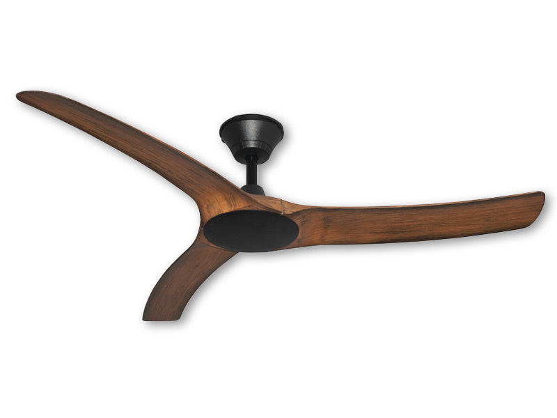 52 Inch Aqua V2 DC Motor Ceiling Fan with Matte Black & Koa Wood Blades - IP67 Waterproof for Outdoor Patio, Bedroom, and Living Room