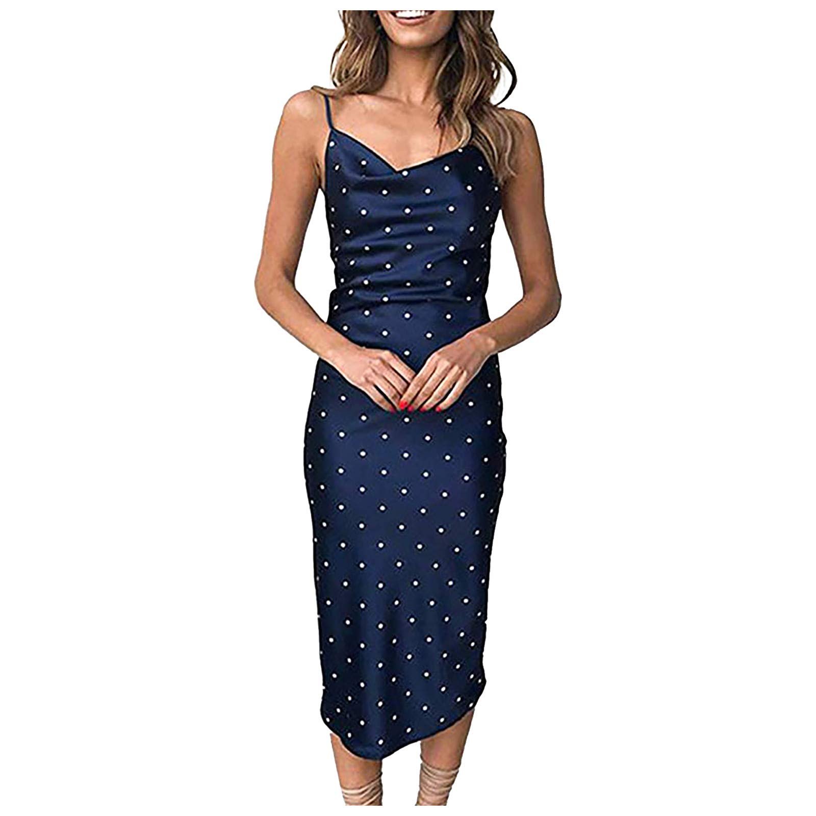 Elegant Polka Dot Drawstring Sleeveless Dress for Women - Wedding Guest Outfit, Casual Summer Dress, Party Wear & Special Occasion Fashion