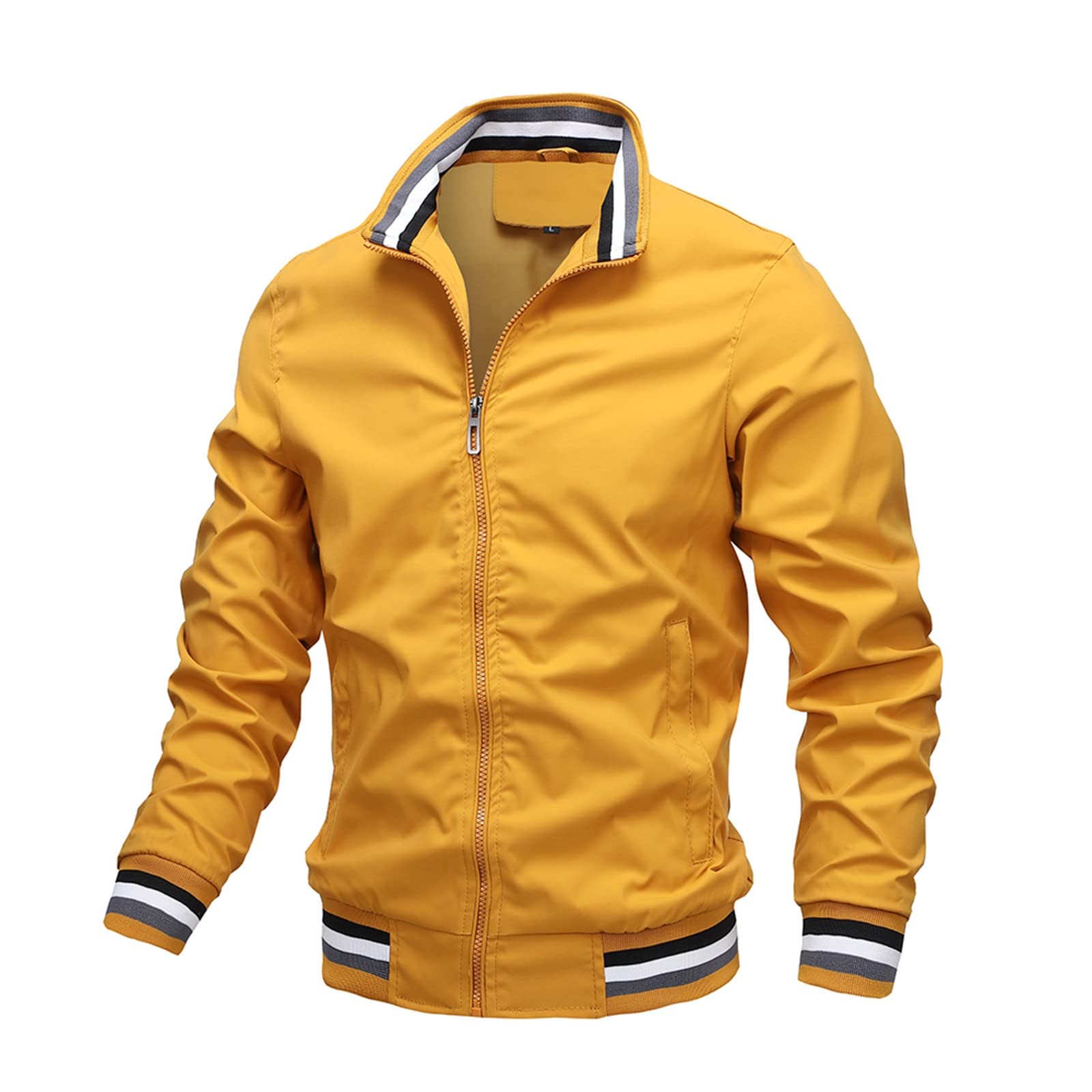 HAOREEKZ Men's Windbreaker Jacket - Lightweight Spring & Autumn Casual Coat with Stand Collar & Zipper - Perfect for Outdoor Sports, Hiking & Daily Wear