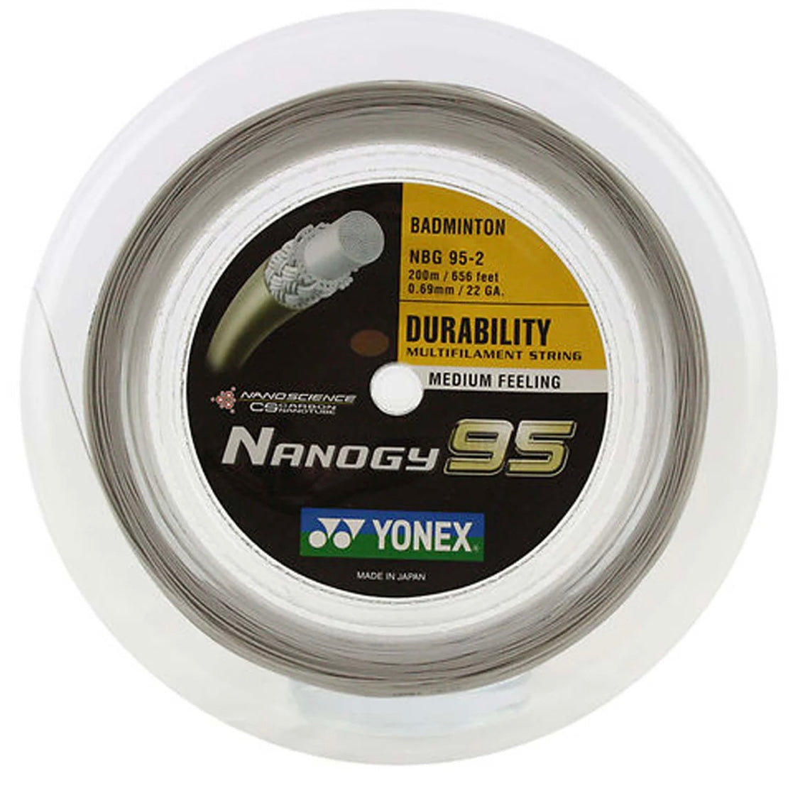 Yonex Nanogy 95 Badminton String Reel - High Performance Badminton String for Professional Players - Perfect for Tournament Play and Training Sessions