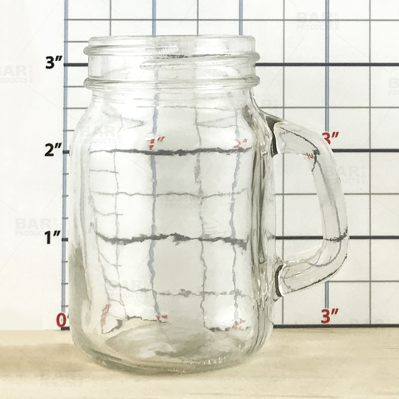 BarConic® 4.5 oz Mason Jars with Handles - Pack of 12 Glass Drinking Cups for Iced Coffee, Smoothies & Cocktails - Perfect for Home, Cafe & Party Use