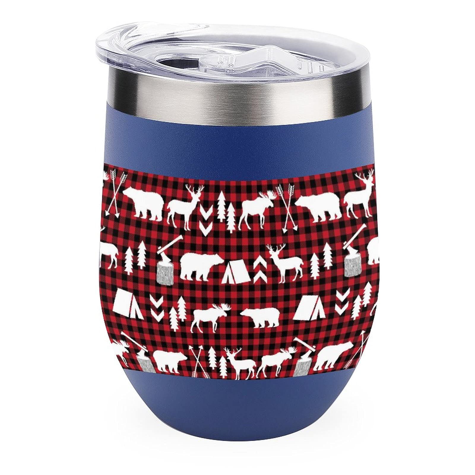 Insulated Stainless Steel Wine Tumbler - Buffalo Plaid Christmas Cup for Coffee & Travel