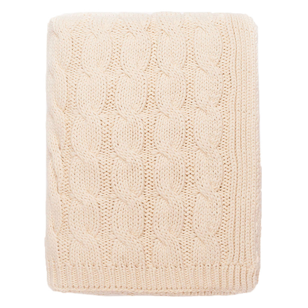 Luxury Ivory Large Cable Knit Throw Blanket - Soft Chunky Knit Bedspread for Couch, Sofa & Bed - Cozy Winter Home Decor Gift