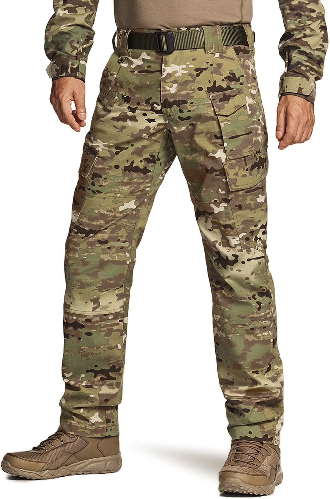 CQR Men's Flex Ripstop Tactical Pants - Water Resistant Stretch Cargo Pants for Hiking, Work & Outdoor Activities | Lightweight Durable EDC Pants for Adventure & Daily Wear