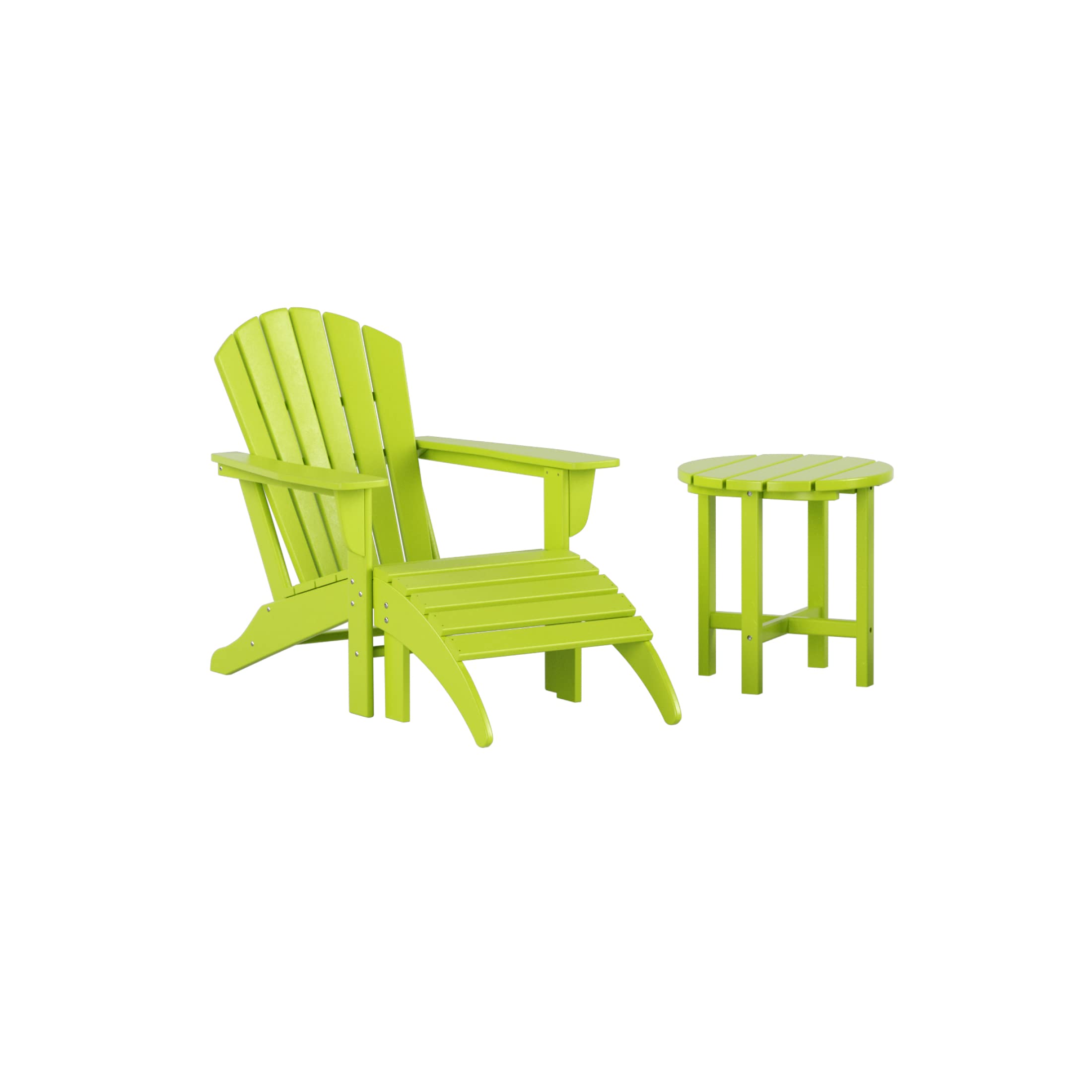 HDPE Outdoor 3pc Adirondack Set - All-Weather Patio Furniture for Garden & Backyard