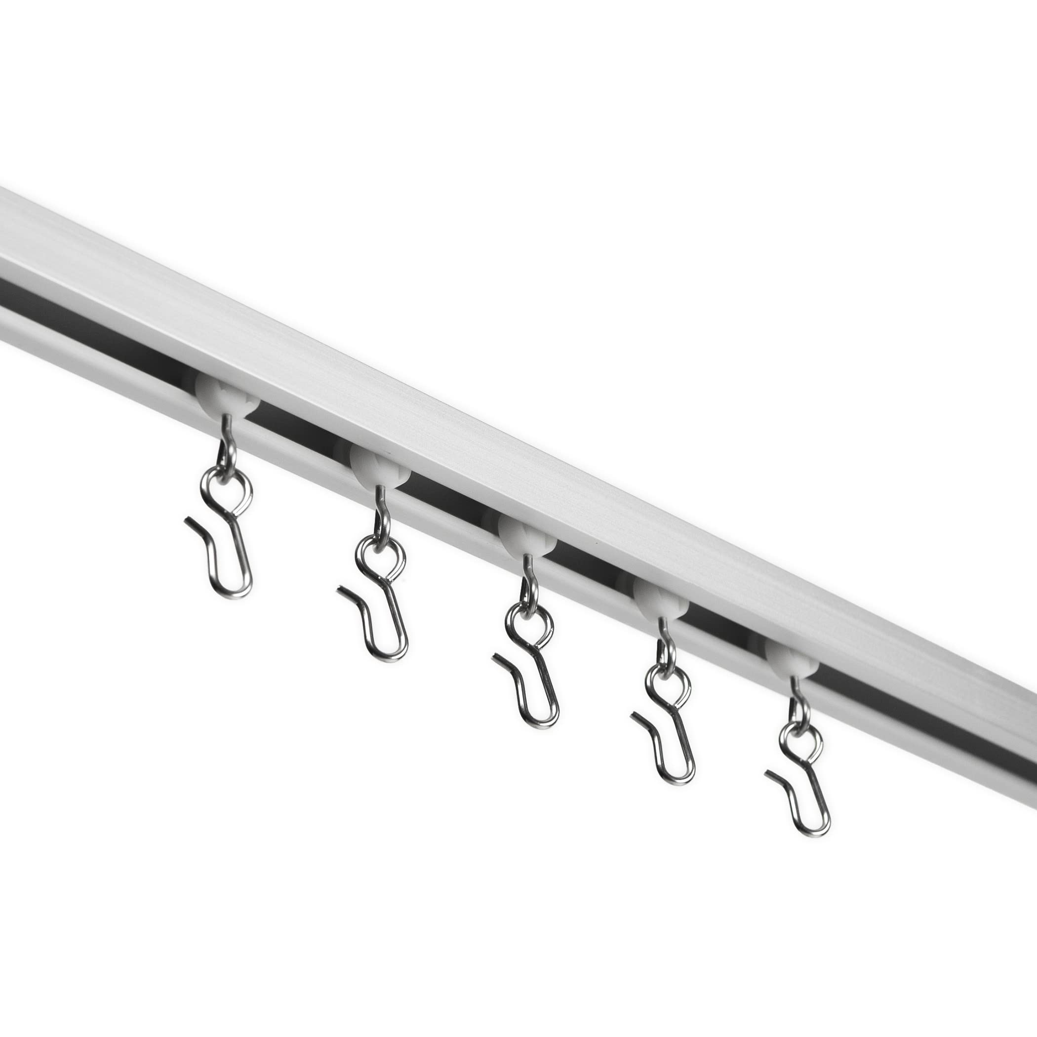Ceiling Mounted Curtain Track Rail System - 12ft Anodized Silver Aluminum Curtain Rod for Drapes, Room Dividers & Window Treatments | Made in USA | Perfect for Living Room, Bedroom & Office Partitions