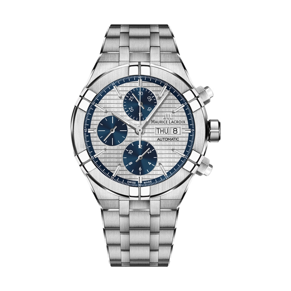 AIKON Men's Automatic Chronograph Watch with Blue Subdials - Stylish Dress Watch for Business, Casual & Formal Occasions
