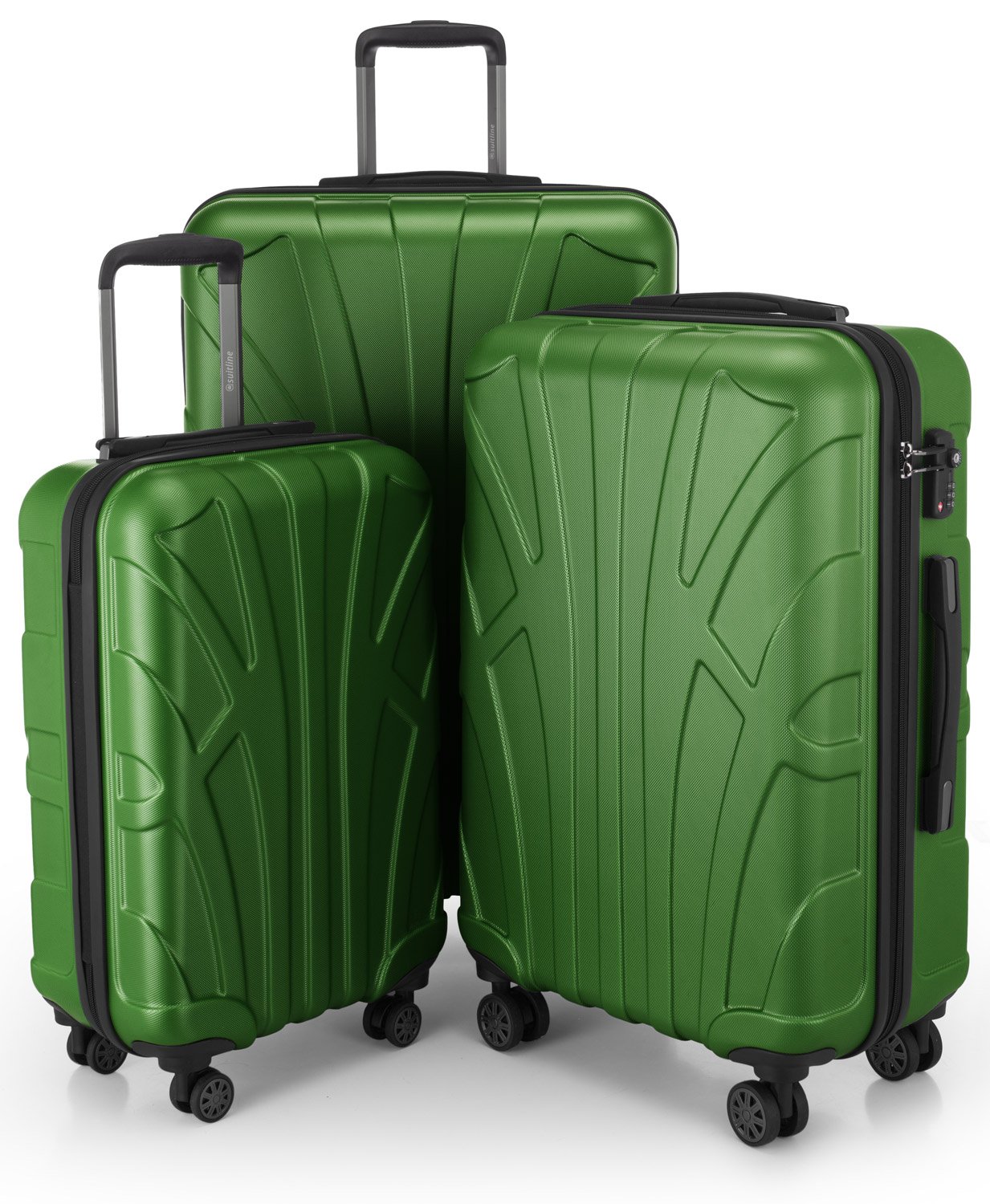 Premium Suitline 3-Piece Luggage Set in Green - Lightweight, Durable & Spinner Wheels for Travel, Business Trips & Vacations
