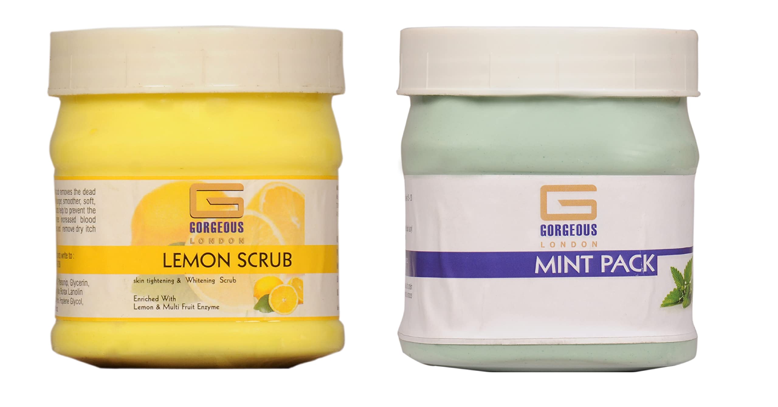 Exfoliating Lemon Scrub & Refreshing Mint Face Mask Combo Set - 2 Pack (450ml Each) | Deep Cleansing & Skin Brightening for Glowing Complexion | Perfect for Spa Day & Self-Care Routine
