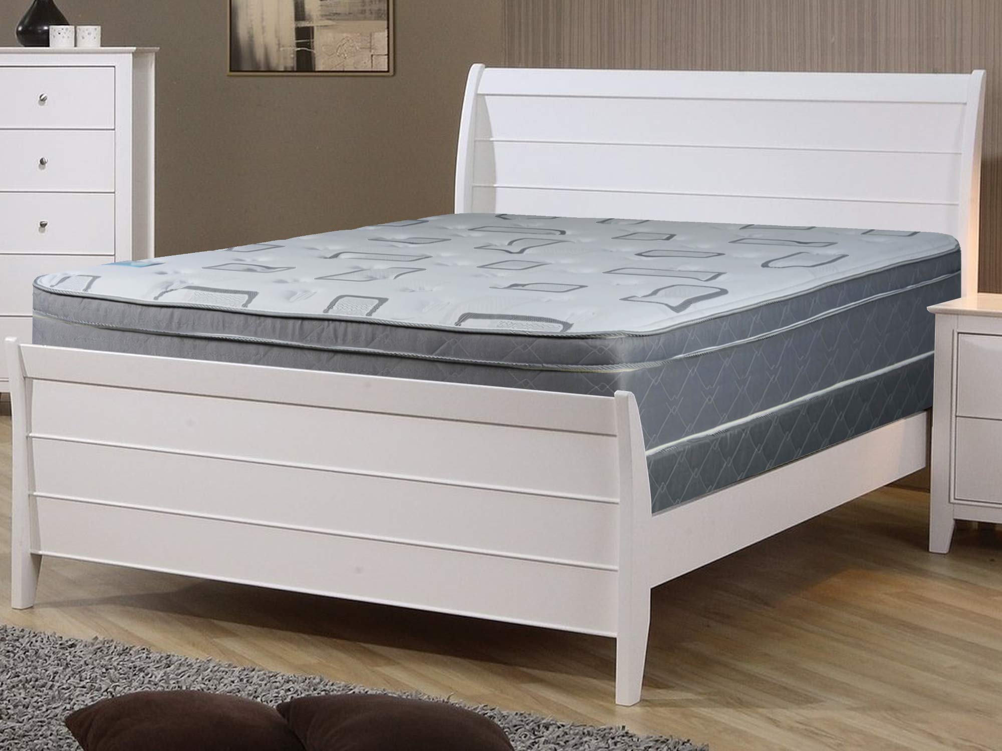 Medium Plush Foam Encased Hybrid Eurotop Pillowtop Innerspring Mattress & 8