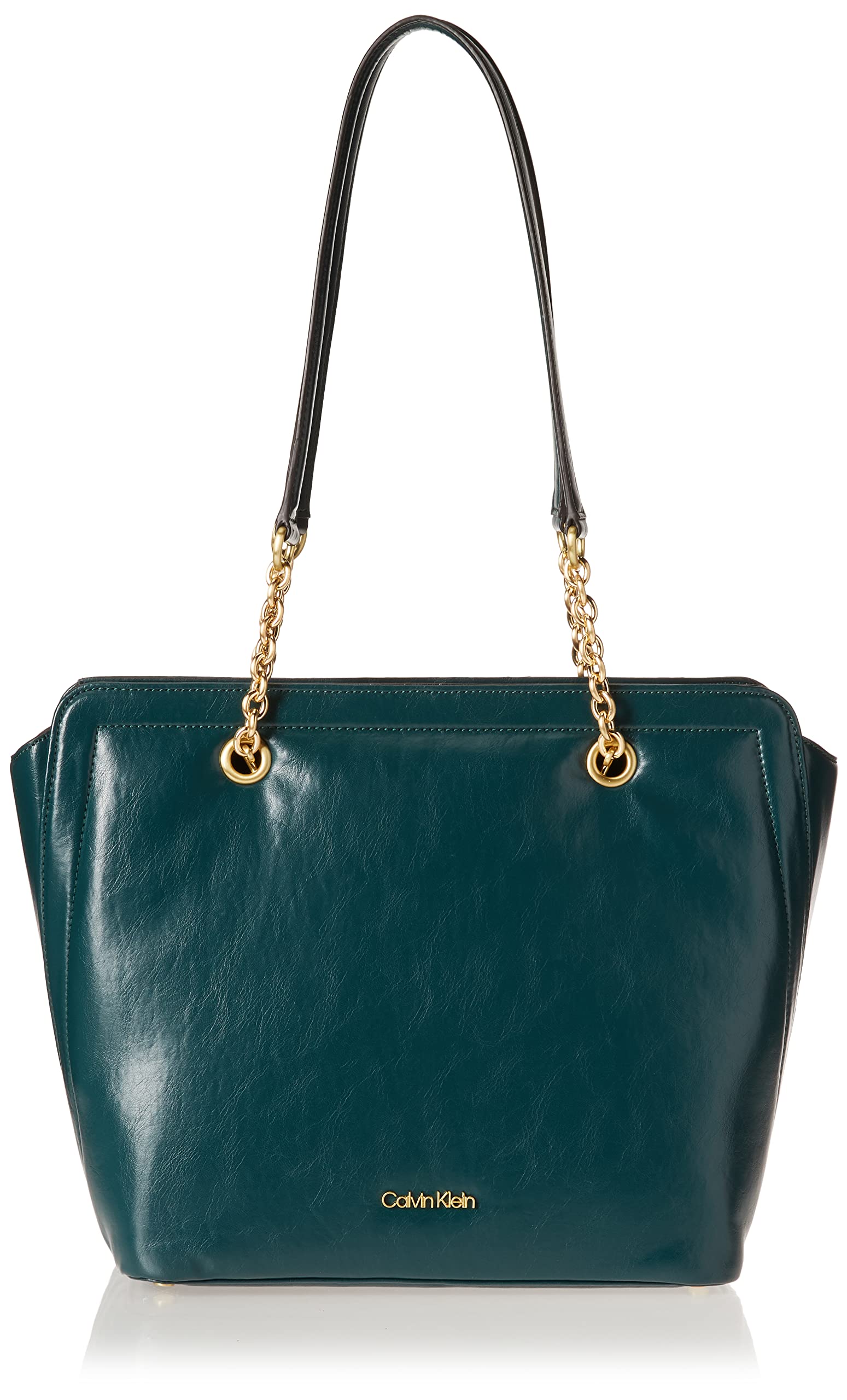 Calvin Klein Hailey Micro Pebble Leather Top Zip Chain Tote Bag for Women | Stylish Crossbody & Shoulder Purse for Work, Travel & Everyday Use