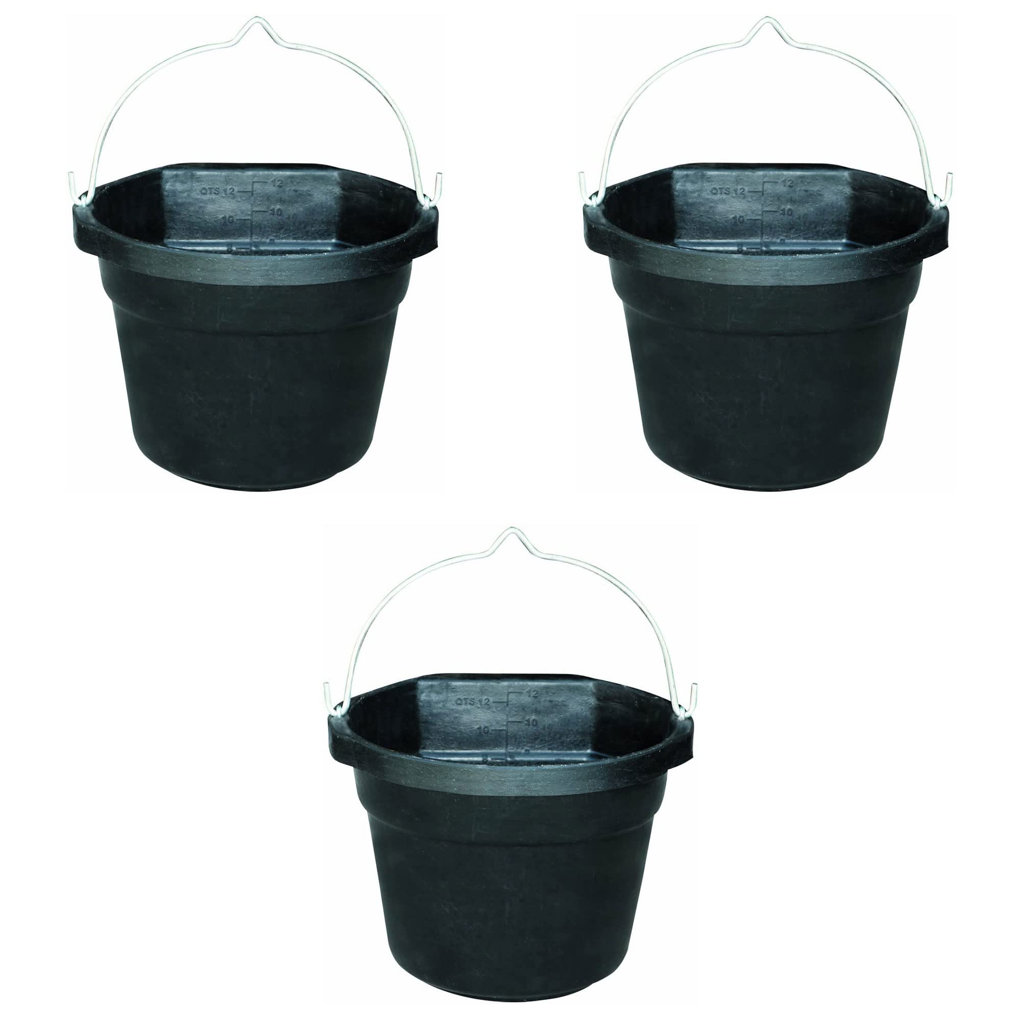 Farm Innovators FB-80R 3 Gallon Heated Bucket with Metal Handle - Thermostat Controlled, Concealed Heating Element, 70W (3 Pack) for Livestock Watering in Winter & Outdoor Animal Care