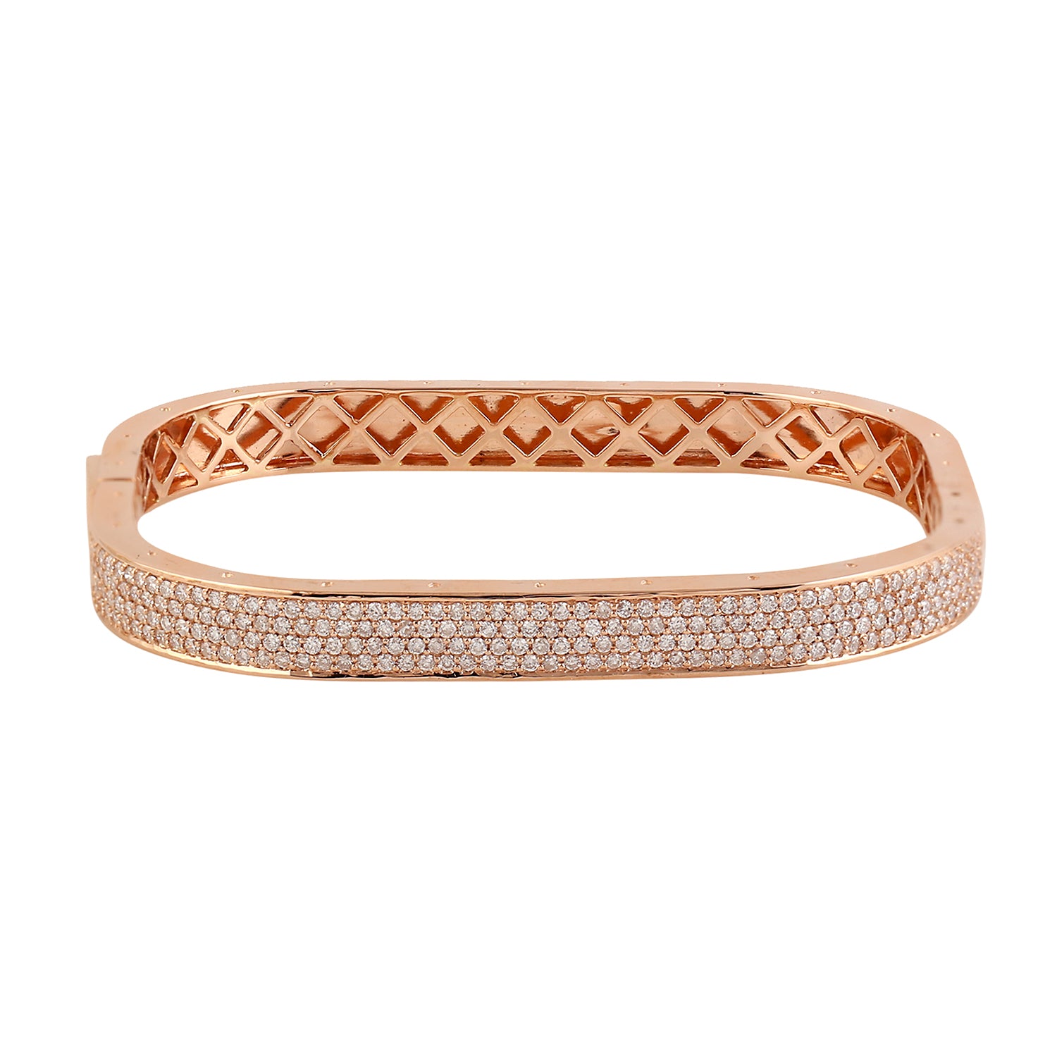 18K Rose Gold Handmade Micro Pave Diamond Bangle Bracelet - Elegant Women's Jewelry Gift for Anniversary, Birthday & Special Occasions