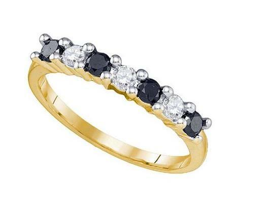 10Kt Yellow Gold Black Diamond Women's Wedding Anniversary Ring - 1/2 Cttw, Elegant Gift for Wife, Engagement, Promise, or Special Occasion Jewelry