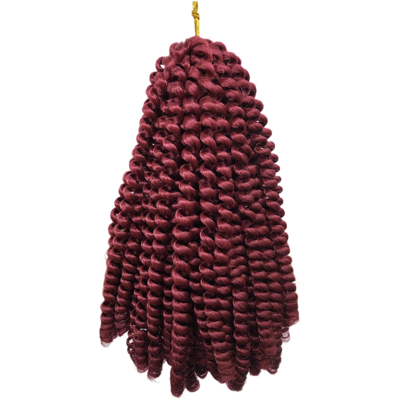 StarWell Burgundy Spring Twist Hair - 8 Inch Synthetic Braiding Hair for DIY Hairstyles | Soft & Natural Looking Curly Hair Extensions | Perfect for Box Braids, Twist Outs & Protective Styles (Pack of 1)