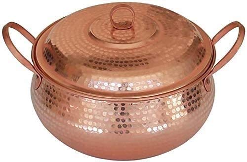 Premium Ceramic Casserole Dish - 5.81 Quart Non-Stick Dutch Oven with Copper Coating & Lid - Handmade Flameproof Cookware for Stovetop, Oven & Open Fire - Perfect for Soups, Stews, Braising & Slow Cooking