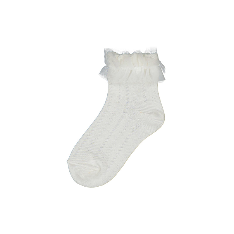 Abel and Lula Women's Tulle Ruffle Ankle Socks - Soft Lace Trim Dress Socks for Weddings, Parties & Special Occasions