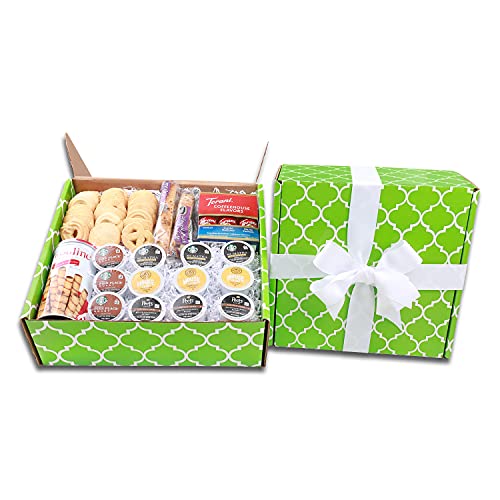 Alder Creek Gifts Premium K-Cup Coffee Gift Set - Variety of K-Cup Pods, Flavored Coffee Syrups & Sweet Snacks | Perfect for Office Break, Housewarming & Holiday Gifts