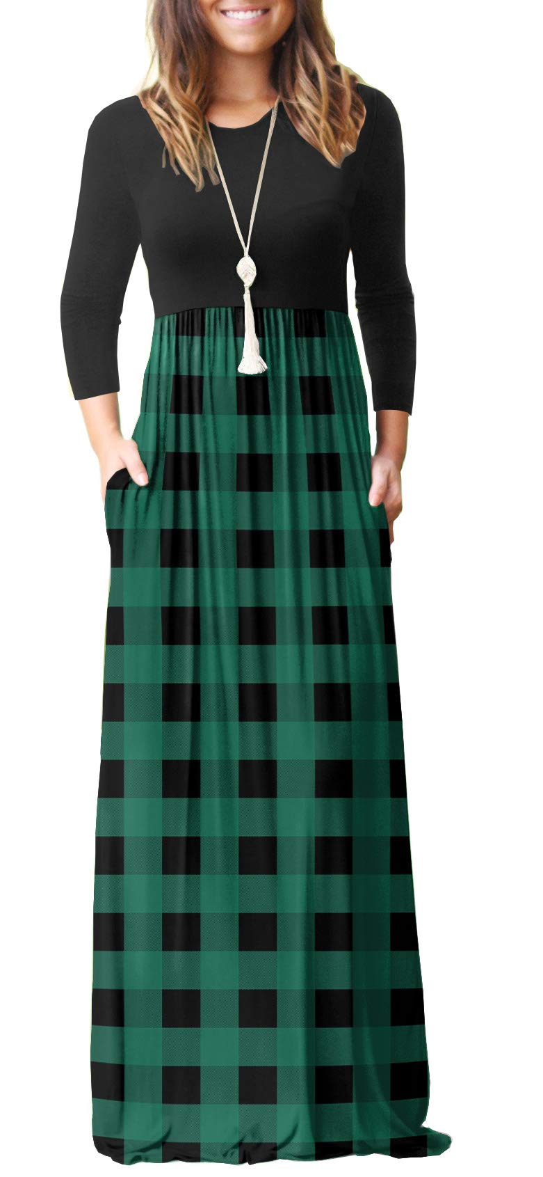 GRECERELLE Women's Long Sleeve Maxi Dress - Loose Fit Casual Plain Long Dress with Pockets | Perfect for Everyday Wear, Beach Cover Up & Vacation Outfits