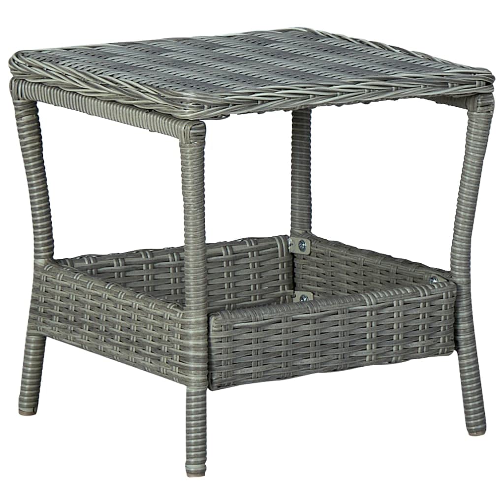 Light Gray Poly Rattan Outdoor Side Table 17.7