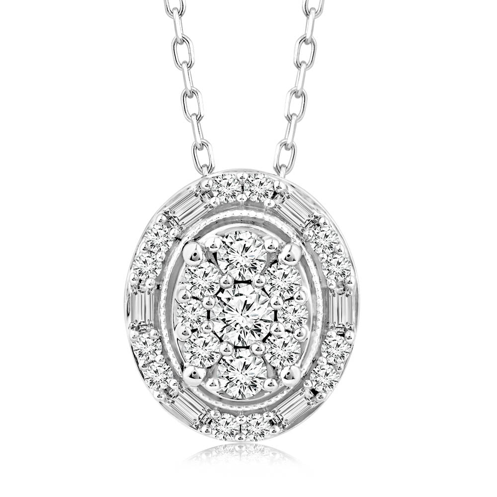 1/2 Carat Diamond Pendant Necklace in 10K White Gold - Elegant Jewelry Gift for Women, Perfect for Anniversaries & Special Occasions