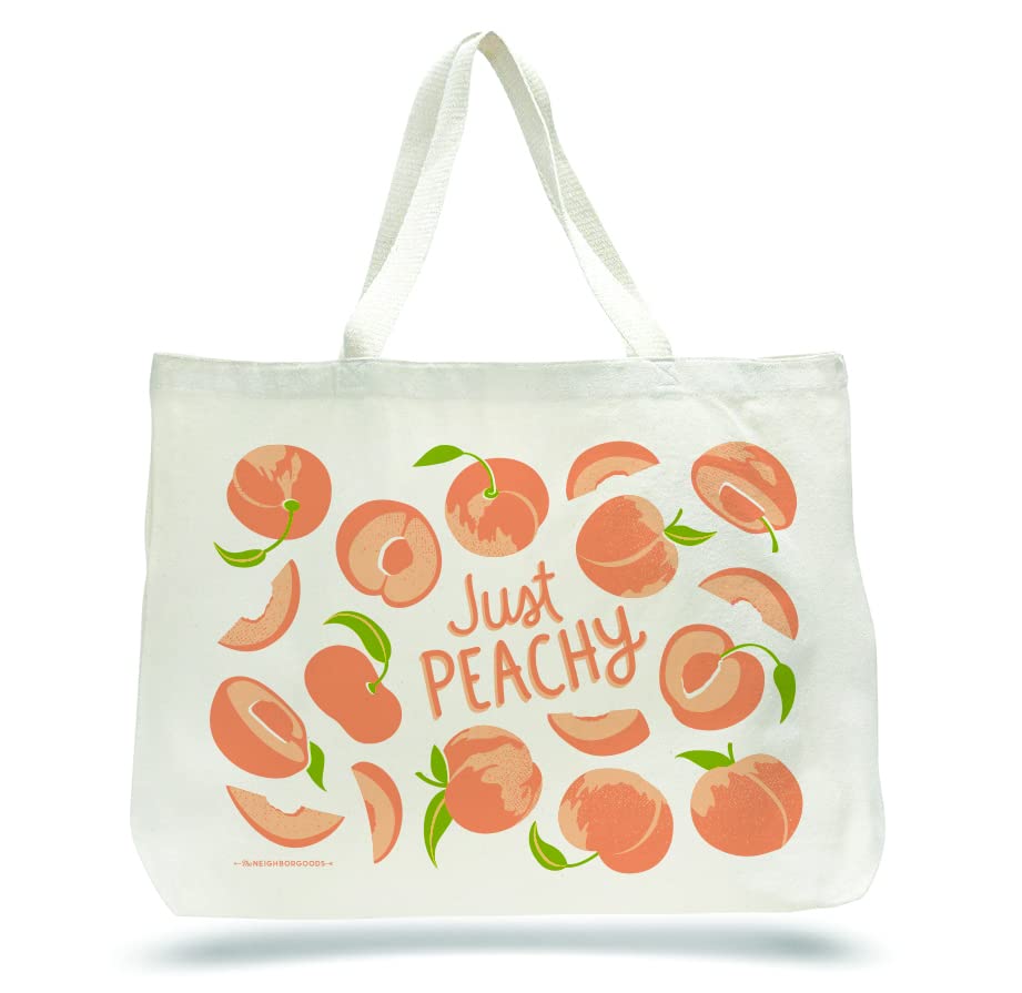 Just Peachy Tote Bag - Stylish Cotton Canvas Shoulder Bag for Women | Perfect for Shopping, Beach, Work & Daily Use