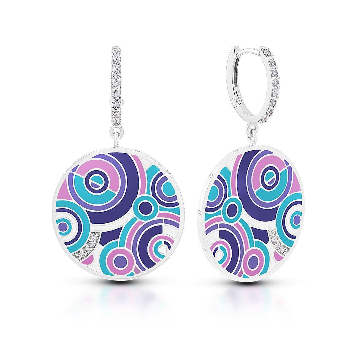 Belle Etoile Purple & Multicolor Crystal Drop Earrings for Women - Elegant Dangle Ear Jewelry for Party, Wedding & Evening Occasions