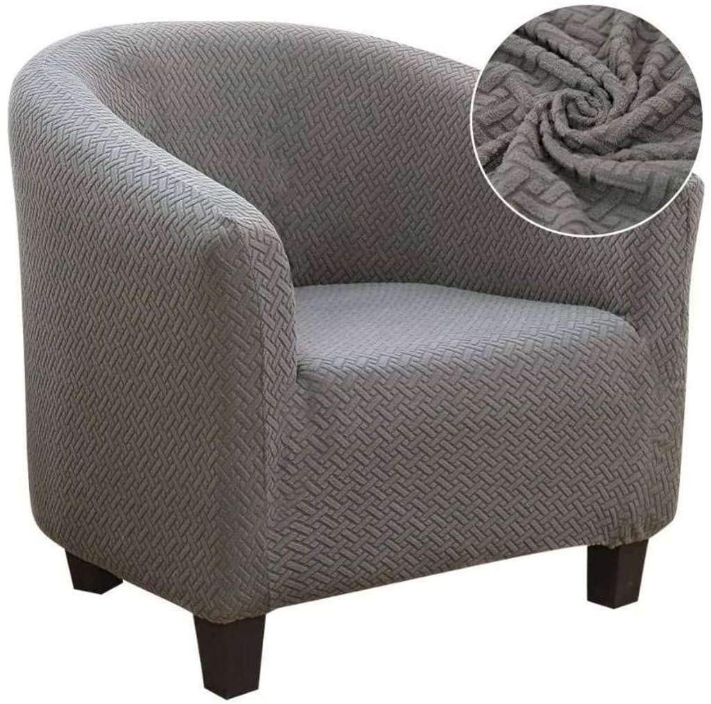 Stretch Geometric Jacquard Spandex Armchair Covers 1-Piece - Brown Tub Club Chair Slipcovers for Living Room, Bar Counter & Home Decor - Fits Most Armchairs & Sofas - Easy Wash & Wrinkle Resistant