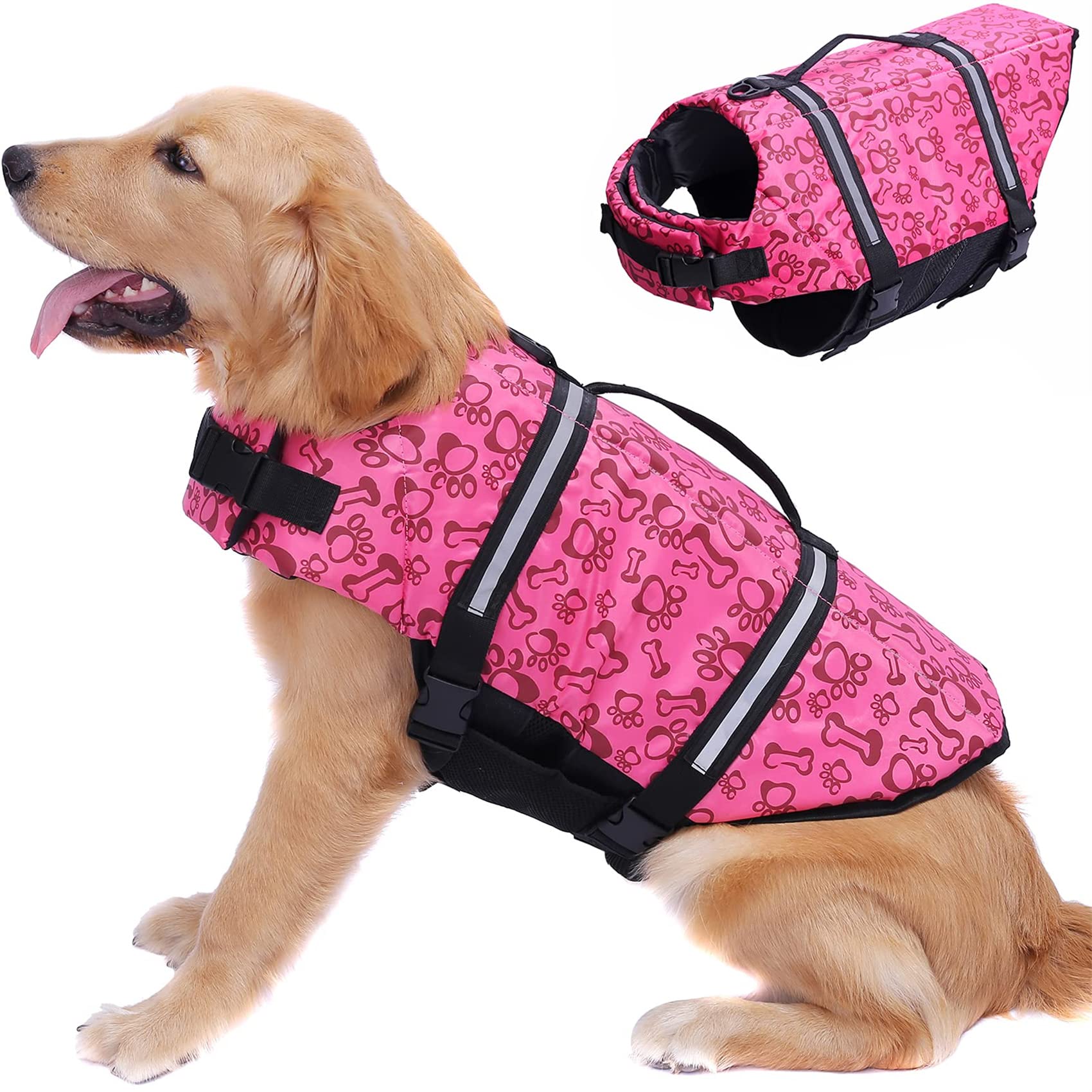 Waterproof Reflective Pet Life Jacket for Dogs - Safety Vest with Collar Harness for Swimming, Boating & Water Activities | Oxford Fabric, Durable & Secure