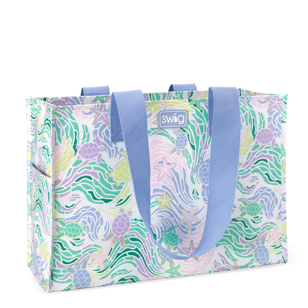 Eco-Friendly Large Sea Swirl Reusable Gift Bag - Perfect for Birthdays, Weddings & Holiday Presents - Sustainable & Washable Fabric Gift Wrap Alternative