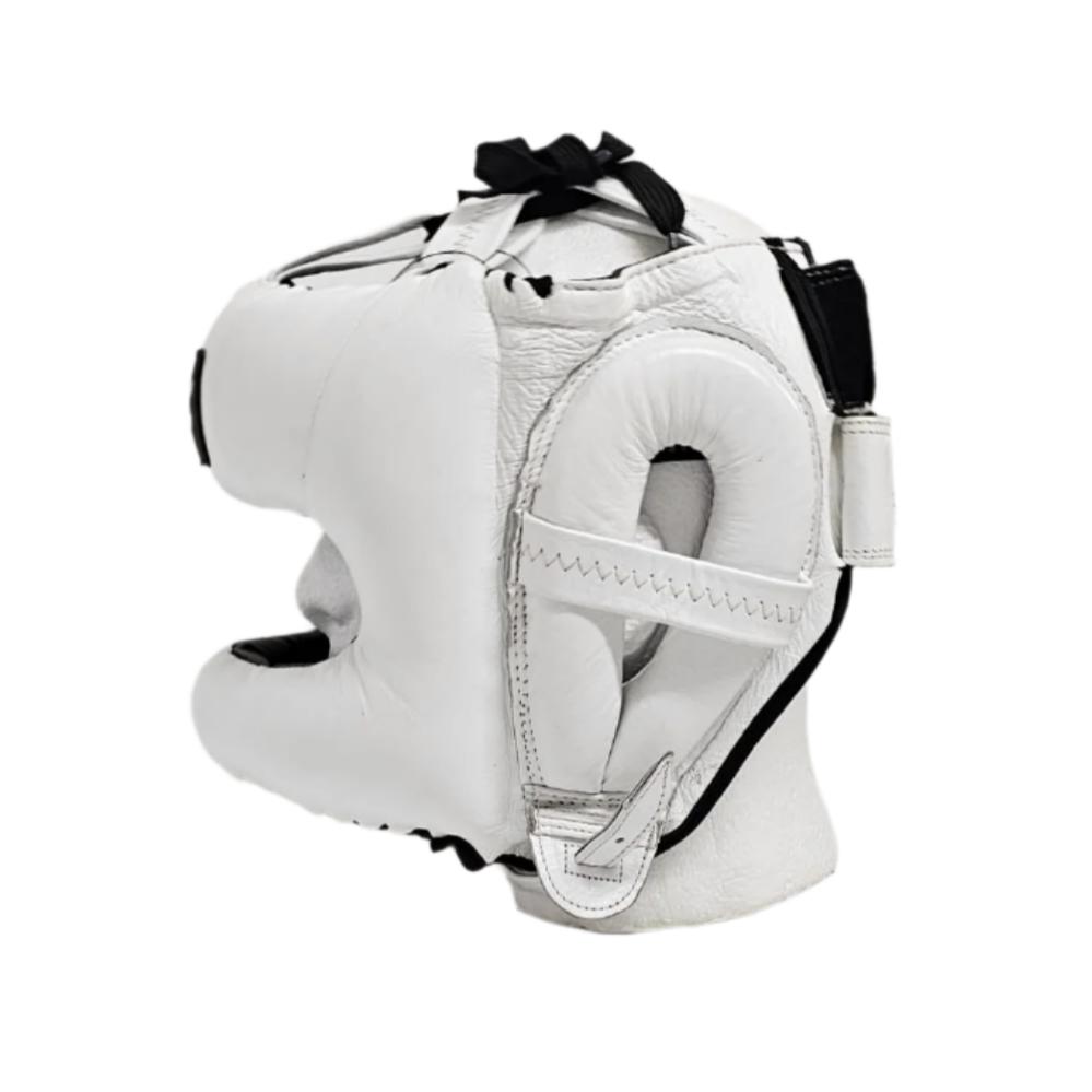 Victory Headgear Bar Face Saver - Premium Leather Face Protector in White/Black for Hockey, Lacrosse & Sports Safety Gear