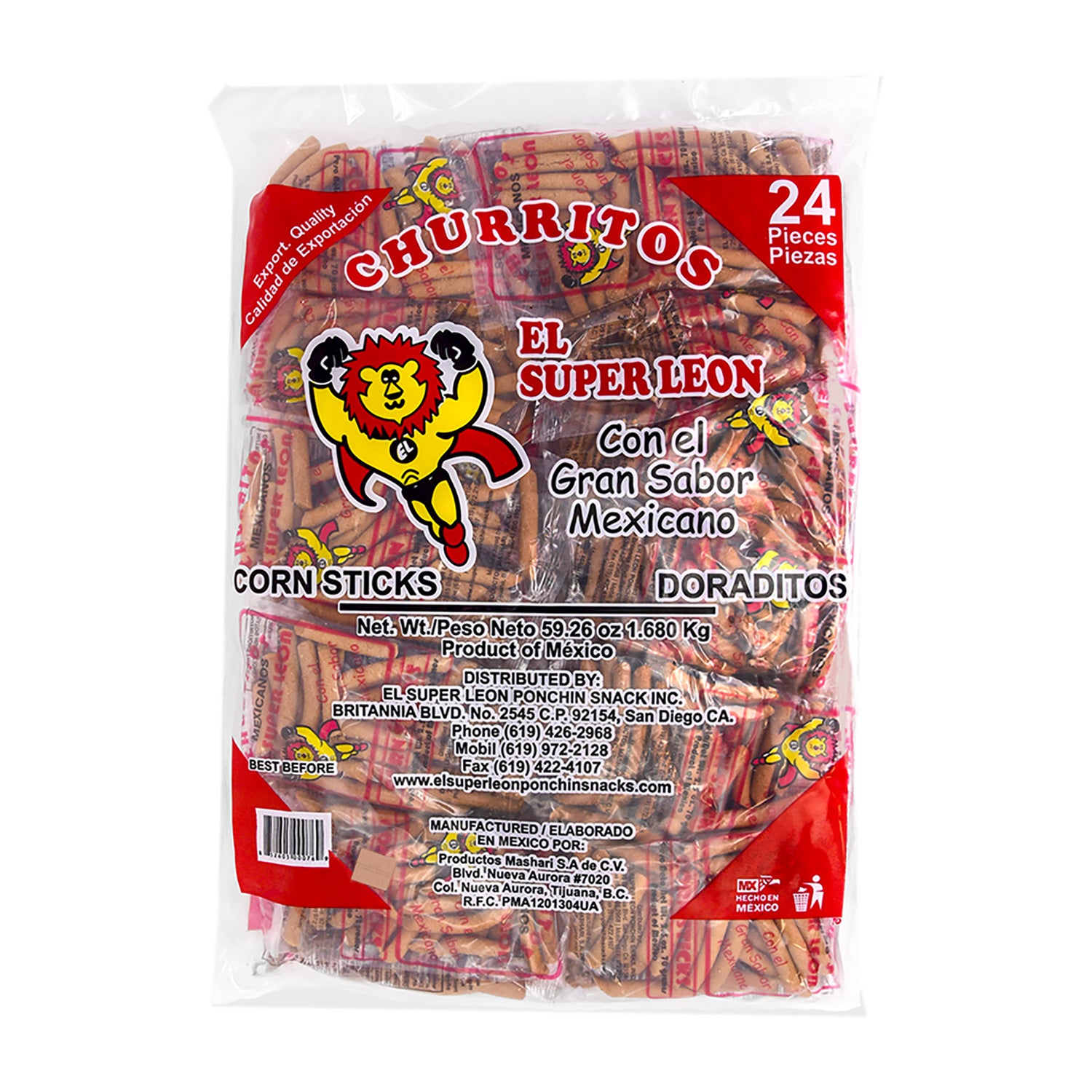 El Leon Thick Churros | 24 Count Case - Perfect for Parties, Cinemas & Spanish Dessert Lovers