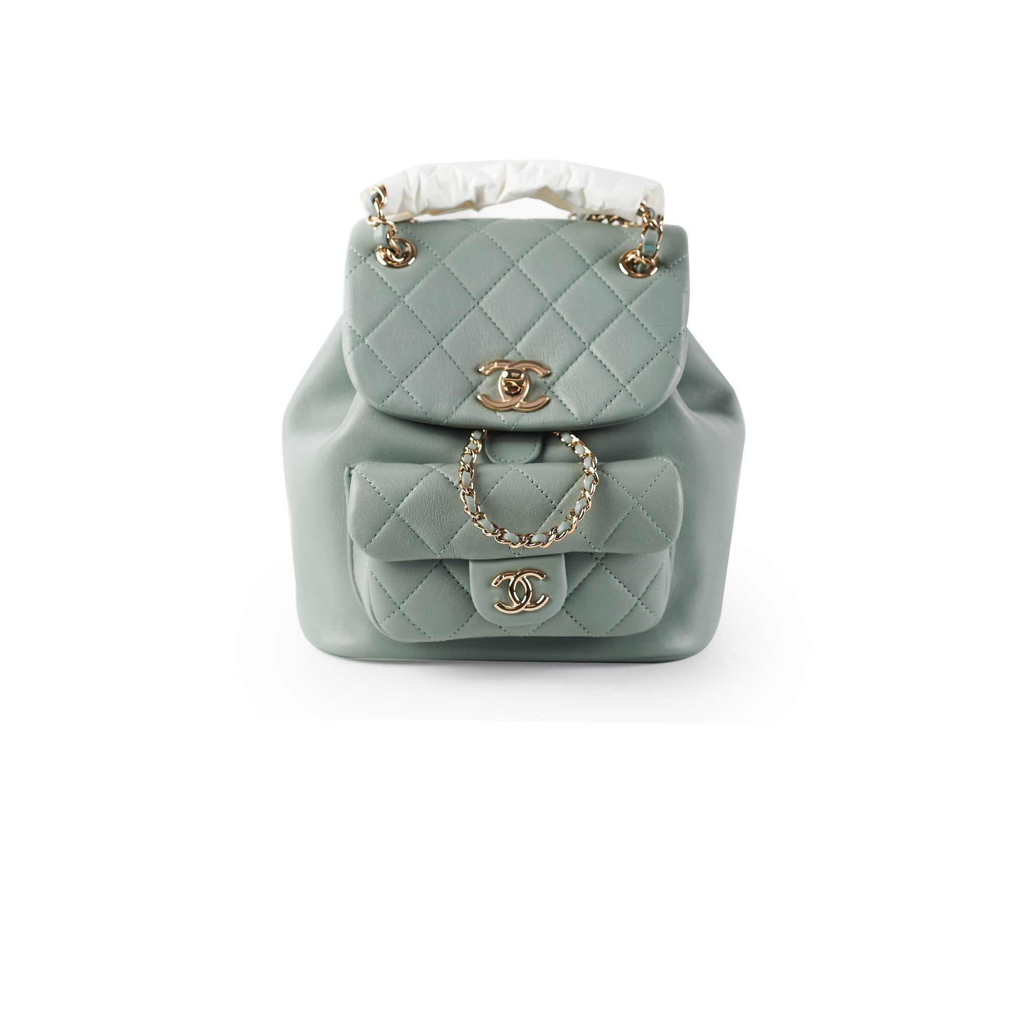 Chanel Mini Duma Backpack in Grey & Blue | Authentic Luxury Leather Backpack with Microchip | Perfect for Travel, Shopping & Everyday Use