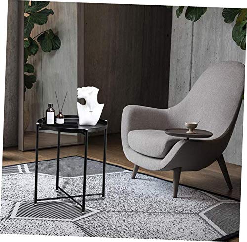1 Pcs Black Metal Round Tray Side Table - Small Coffee Table for Living Room, Bedroom, Office | GWT3010 | #YY17E | Perfect for Serving Drinks, Snacks, or as Decorative Accent