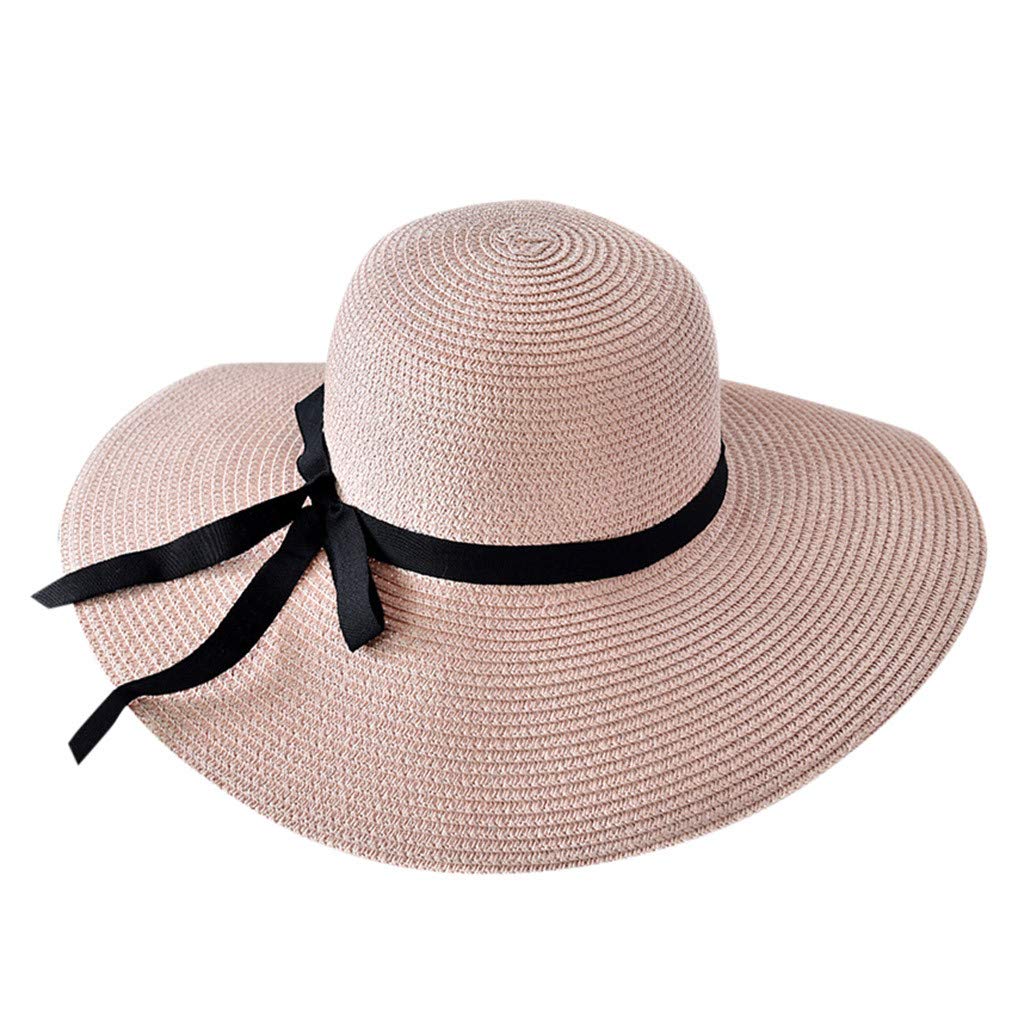 Foldable Wide Brim Straw Sun Hat for Women - Floppy Beach Cap with Adjustable Chin Strap, UPF 50+ UV Protection - Perfect for Summer, Travel, and Outdoor Activities