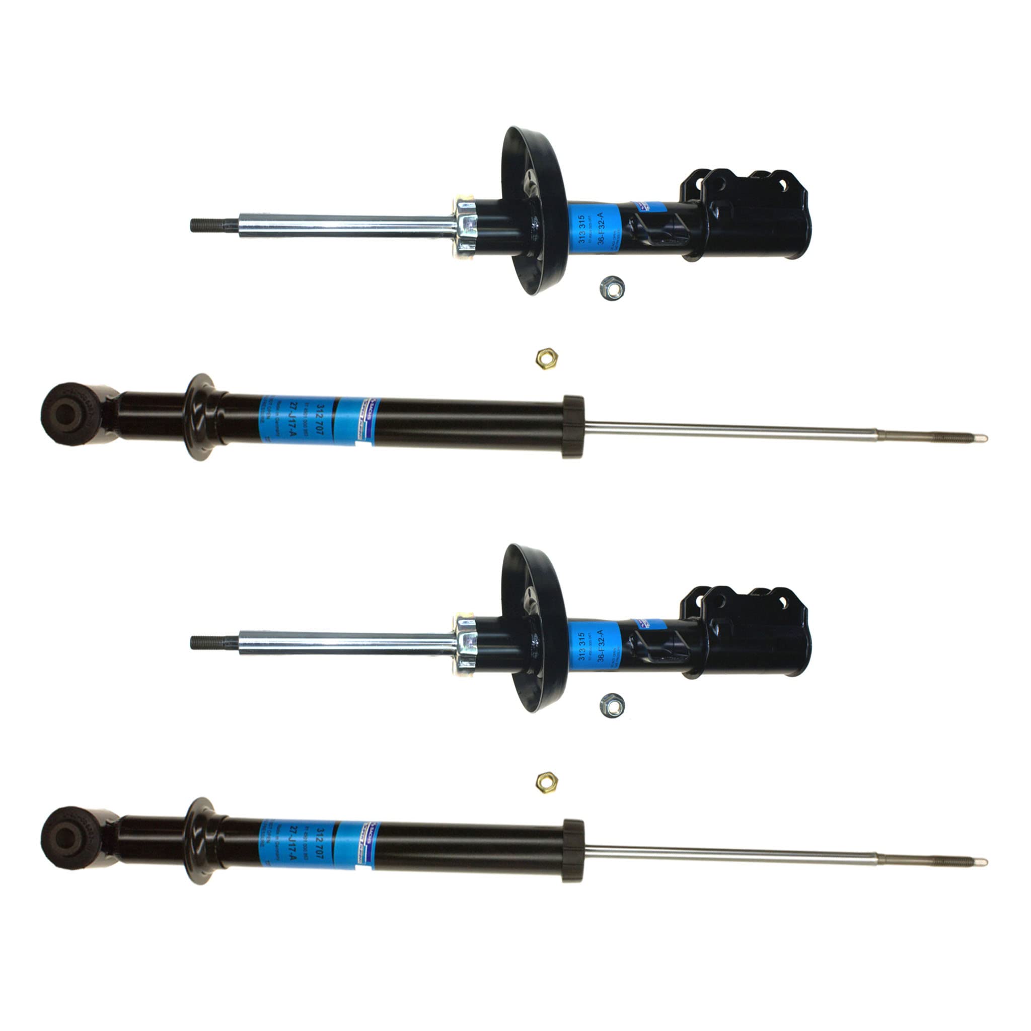Sachs Front & Rear Shocks Struts for Saab 9-5 2002-2009 - 77-651876L - Premium Suspension Replacement - Smooth Ride for City Driving & Highway Cruising