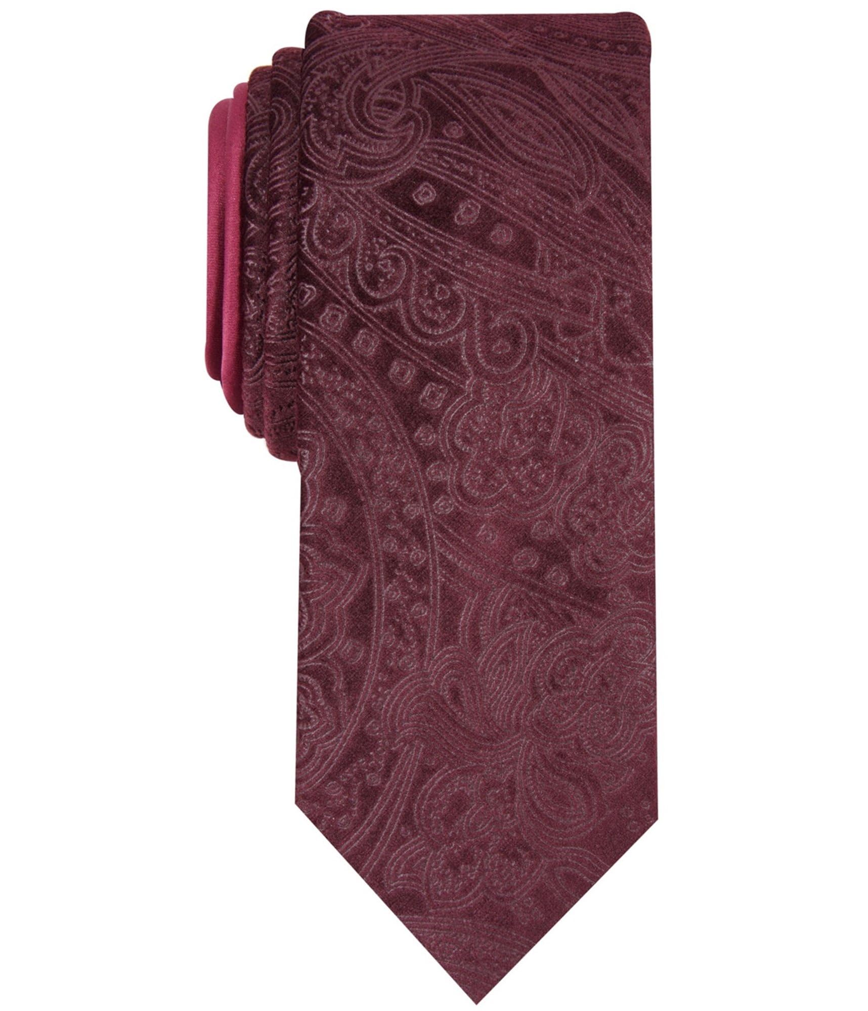 Tallia Mens Amos Self-Tied Necktie - Classic Red Silk Necktie for Formal Wear, Business Attire & Special Occasions | One Size Fits All