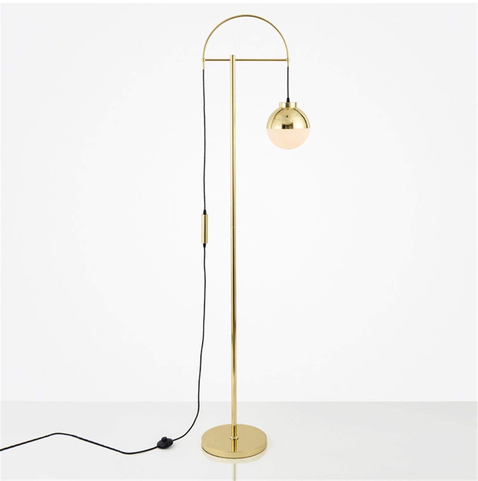 JSJJAJN Modern LED Floor Lamp with Glass Ball Shade - Black Standing Light for Living Room, Bedroom, or Office - Perfect for Reading, Relaxing, and Home Decor
