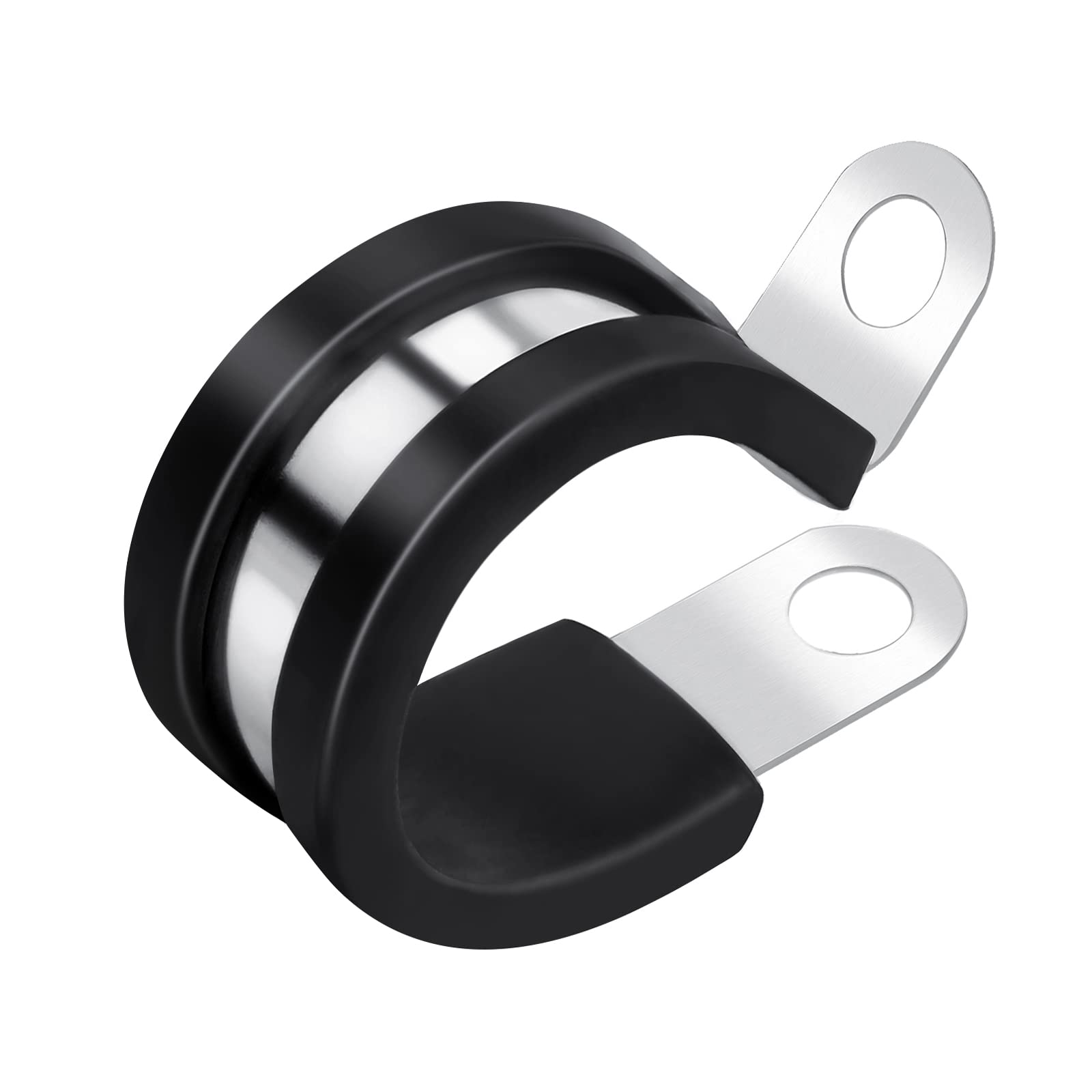 25 Pack 1/4 Inch Stainless Steel Cable Clamps - Heavy Duty Metal Pipe Clamps with Rubber Cushion for Secure Tube, Conduit & Wire Loom Installation - Perfect for Electrical Wiring, Plumbing & Automotive Applications